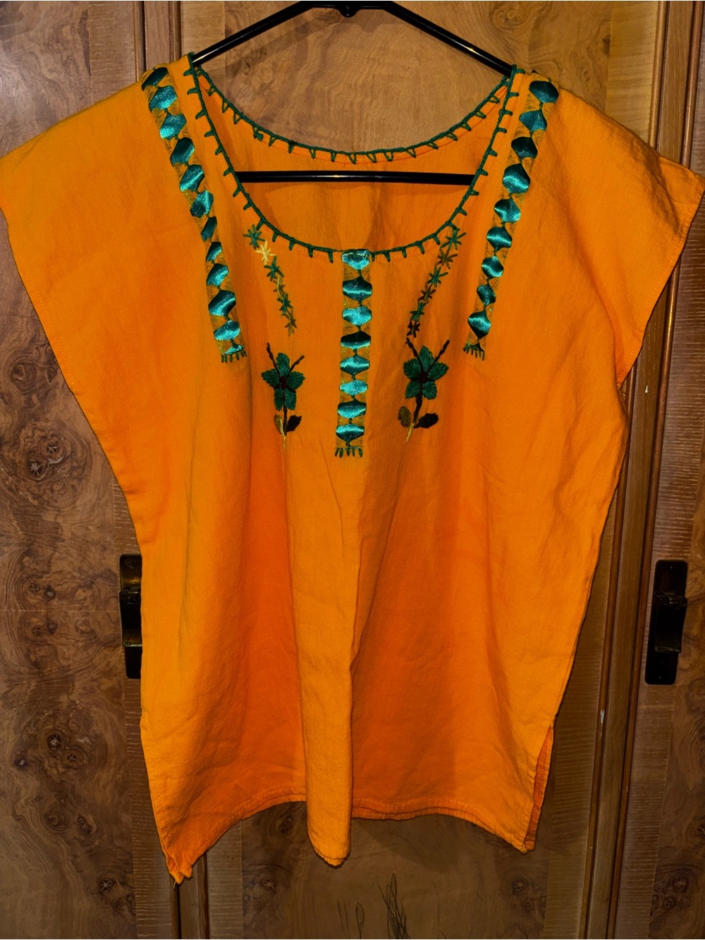 Hand-Embroidered yellow Women's Peasant Top size Medium